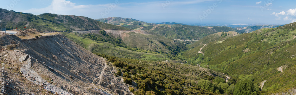 Panoramic view of cliffs and mountains