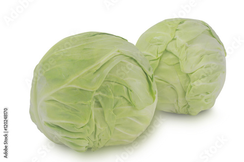 Two cabbage-heads isolated on white background 