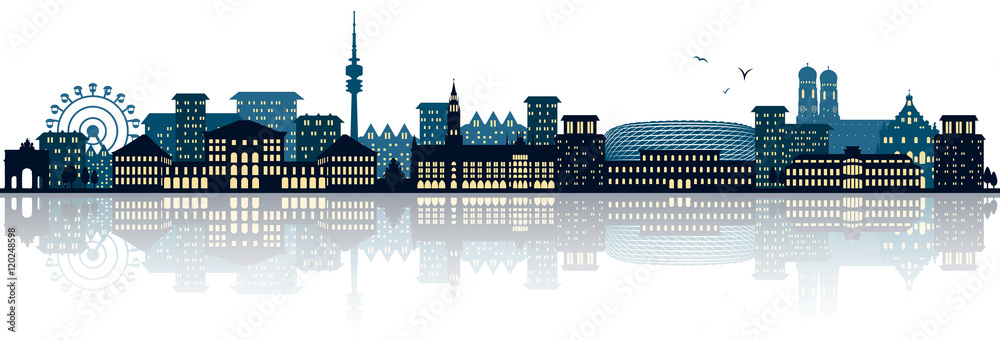 Fototapeta premium Sylwetka panorama panoramę Monachium Bawaria