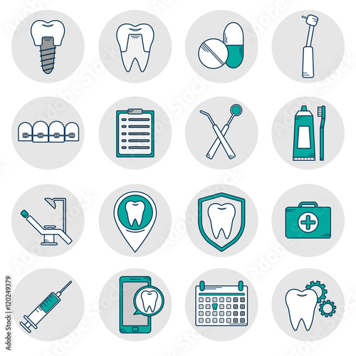 icons in dental linear style