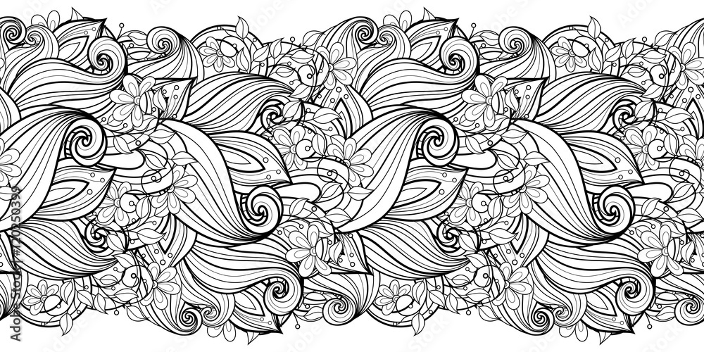 Vector Seamless Monochrome Floral Pattern Vector Seamless Monochrome Floral Pattern