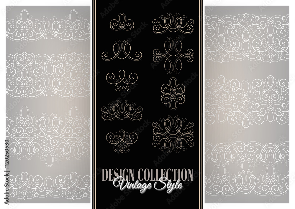 Vector Set of Calligraphic Design Elements and Ornate Laces