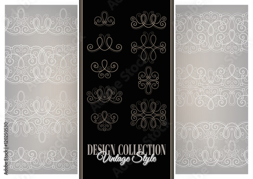 Vector Set of Calligraphic Design Elements and Ornate Laces