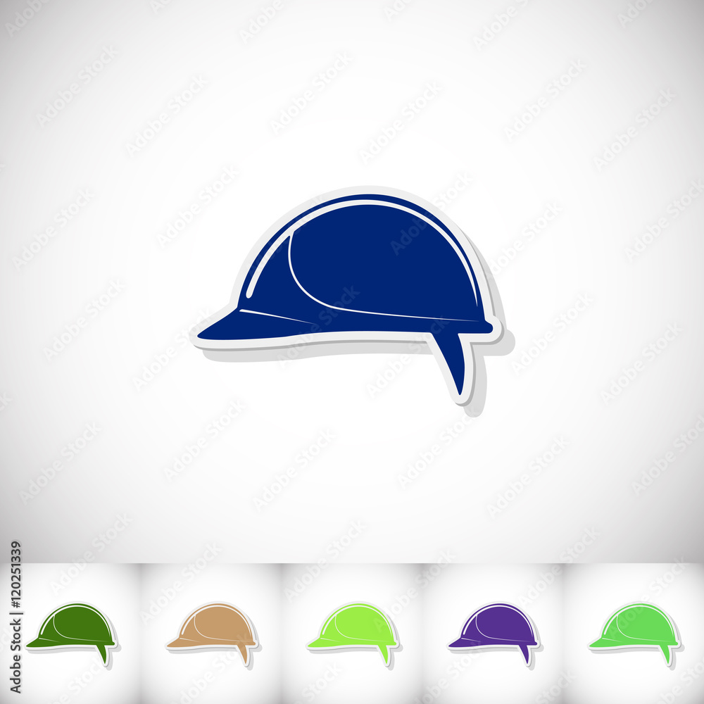 Fototapeta premium Helmet building. Flat sticker with shadow on white background