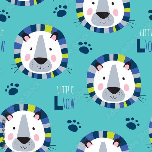 Fototapeta Naklejka Na Ścianę i Meble -  seamless lion pattern vector illustration