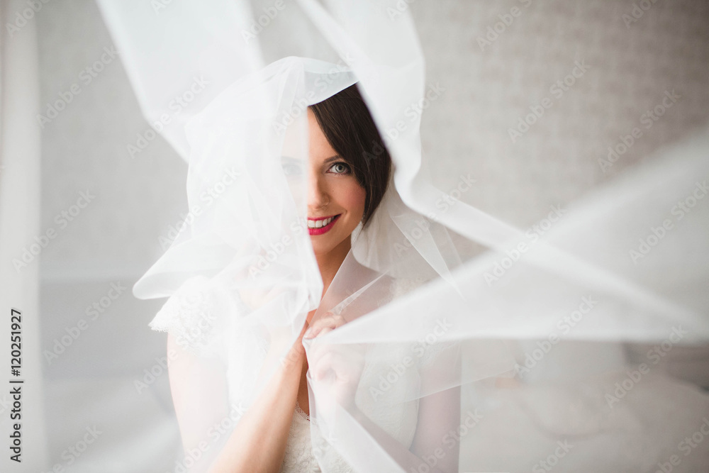 gorgeous young bride looks at photographer gorgeous young bride looks at photographer