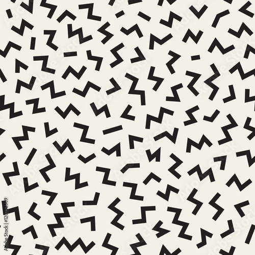 Vector Seamless Black and White Memphis Lines Jumble Pattern