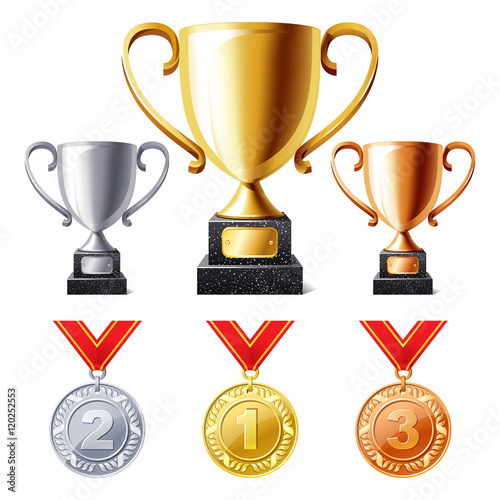 Trophy cups and medals