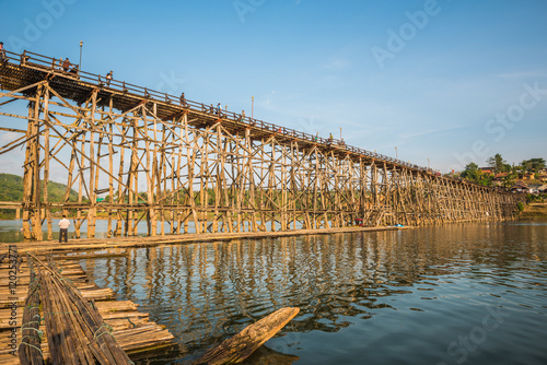 Wooden bridge (Mon Bridge) in Sangkhlaburi District, Kanchanabur photo