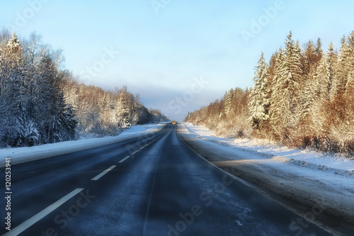 winter road landscape sunlight snow © alexkich