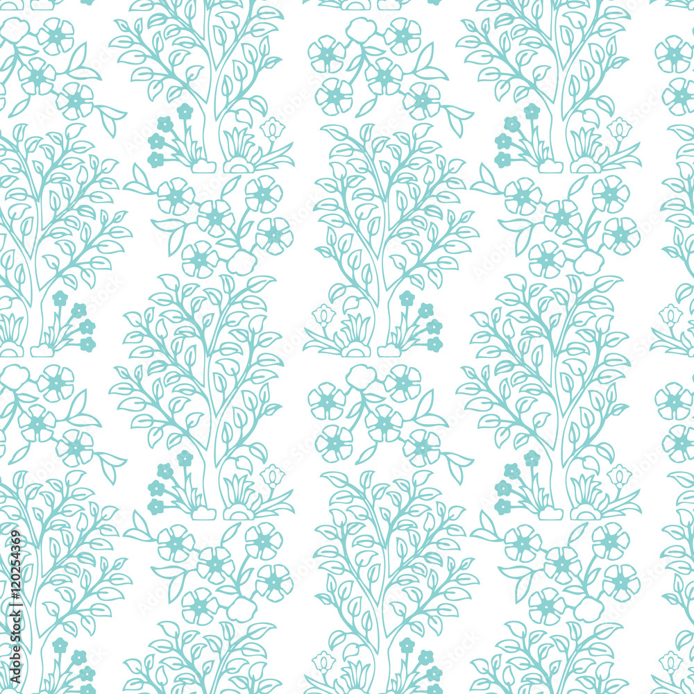 Fototapeta premium Vintage Vector hand-drawn seamless pattern with ethnic east floral ornament