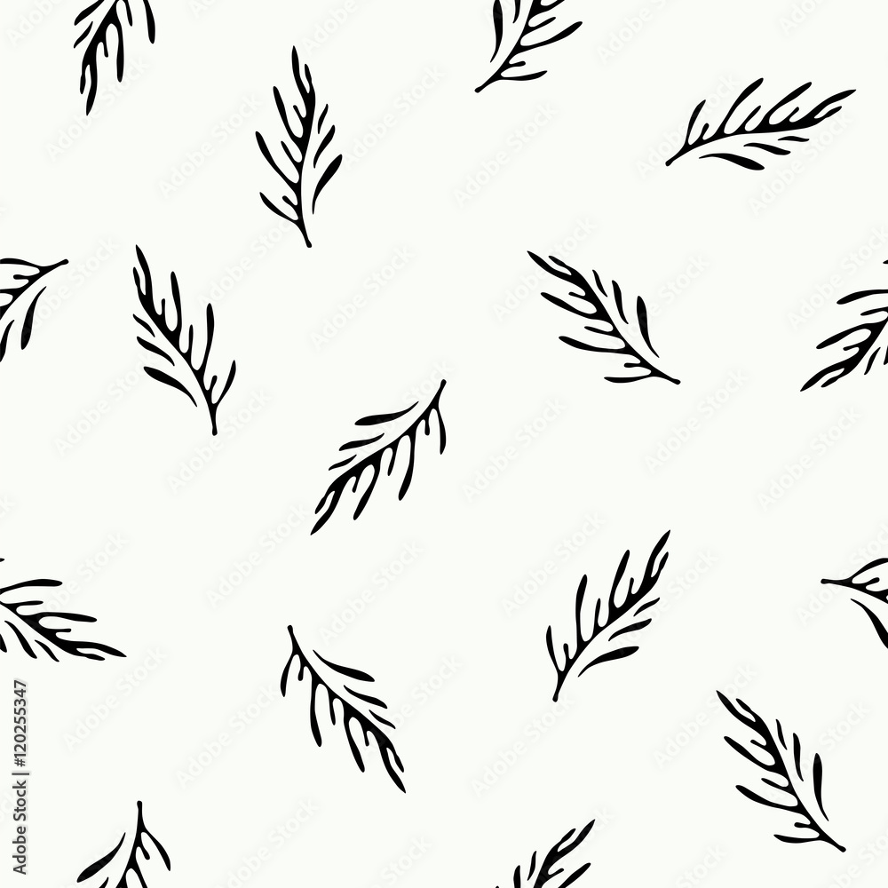 Black and white seamless decorative pattern with floral ornament Black and white seamless decorative pattern with floral ornament