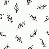 Black and white seamless decorative pattern with floral ornament