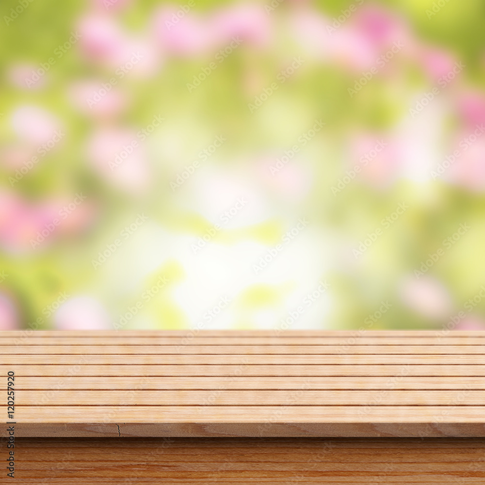 Wooden tabletop with blurred background, 3d-illustration Wooden tabletop with blurred background, 3d-illustration