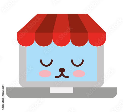 laptop ecommerce character kawaii vector illustration design photo