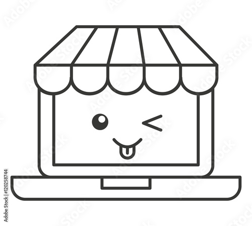 laptop ecommerce character kawaii vector illustration design photo
