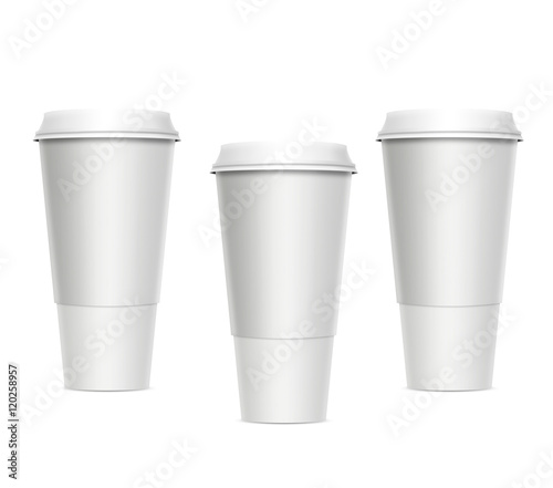 Wallpaper Mural 3D illustration. Coffee or tea cups Isolated on white background. Mock up. Torontodigital.ca