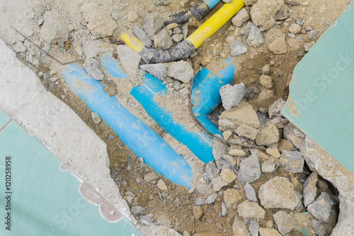 Water PVC Plastic Pipes in During repair Plumbing