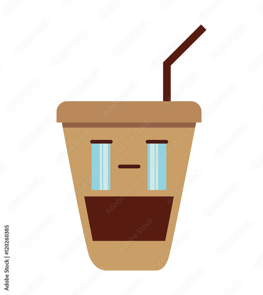 coffee glass kawaii style vector illustration design
