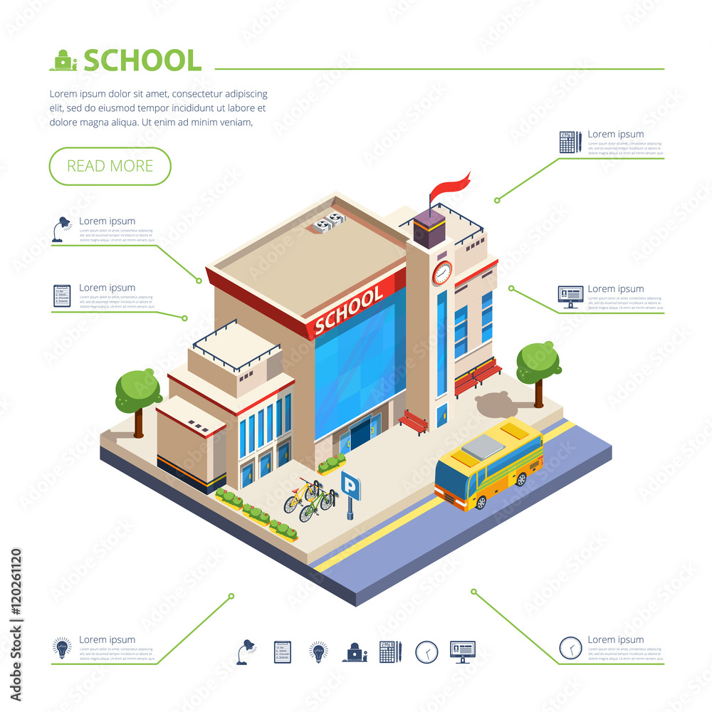 School Building Design Illustration 