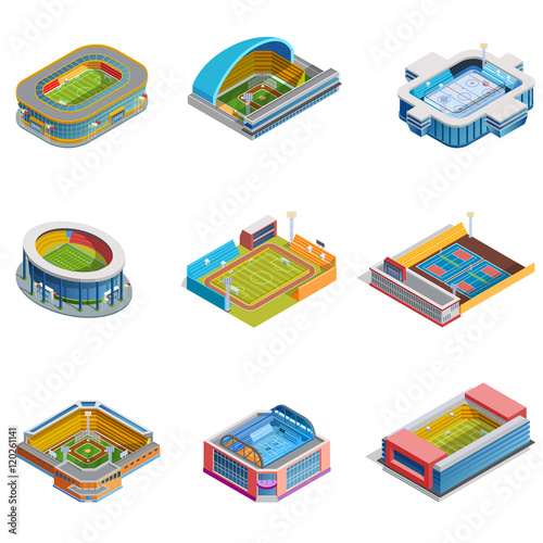 Isometric Images Stadiums Set