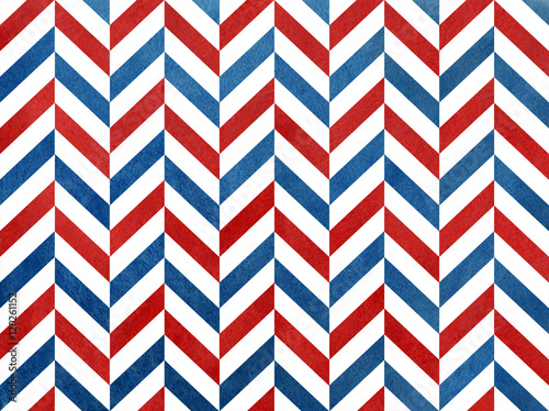 Watercolor dark red and dark blue stripes background, chevron.