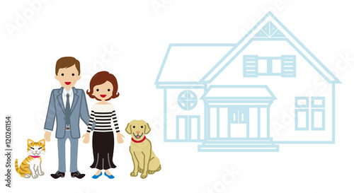 House and Family - Couple and pets