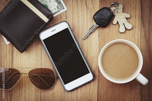 morning coffee and business concept