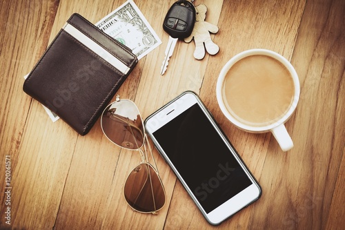 morning coffee and business concept