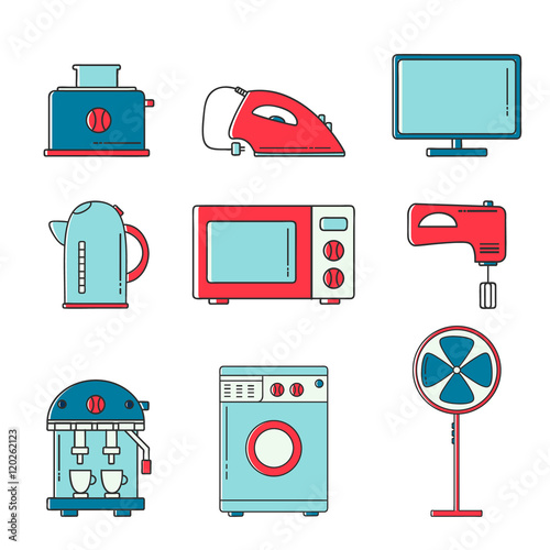 Household appliances icons. Vector infographic illustration.