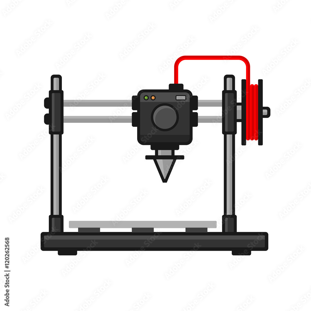 3d Printer on White Background. Vector 3d Printer on White Background. Vector