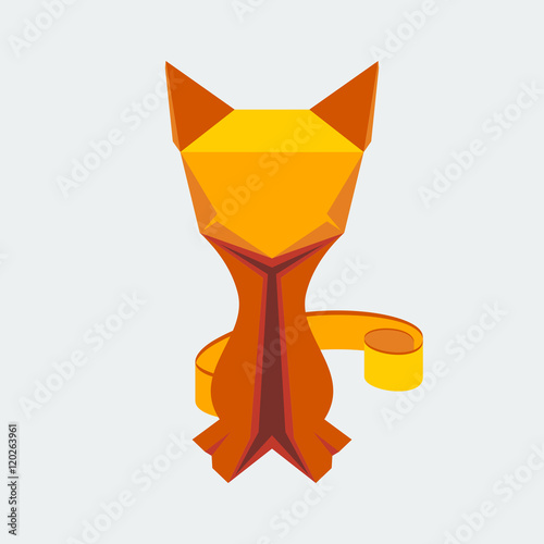 Origami Paper Cat Character | Editable vector illustration in flat style for product about animal pet loving care or origami related project photo