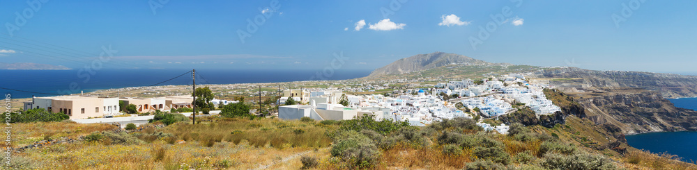 Fira is the capital of Santorini island, Greece.