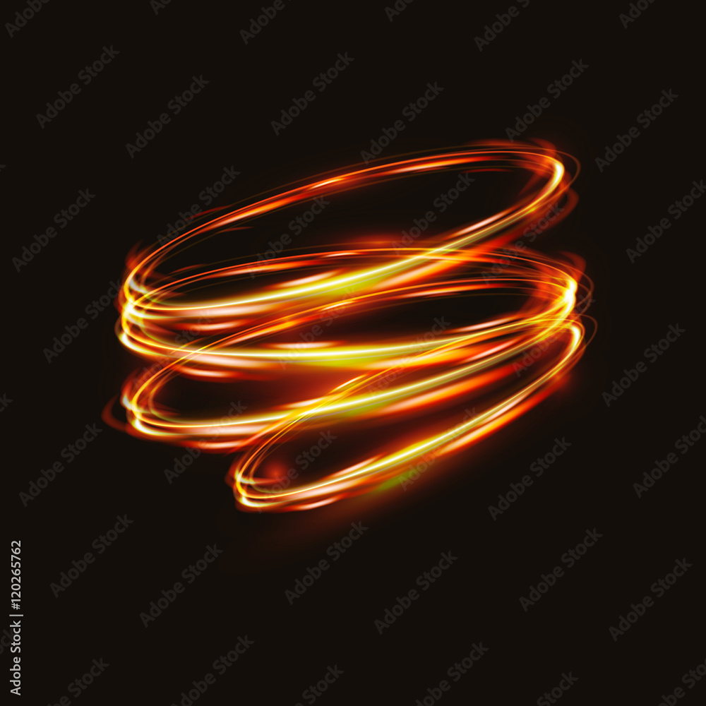 Fire blurry circles at motion . Vector swirl trail effect . Abstract luminous rings slow shutter speed . Light painting . Bokeh glitter round shapes . lights exposure time Fire blurry circles at motion . Vector swirl trail effect . Abstract luminous rings slow shutter speed . Light painting . Bokeh glitter round shapes . lights exposure time