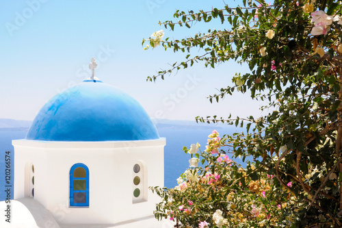 White Church with blue roof, Santorini