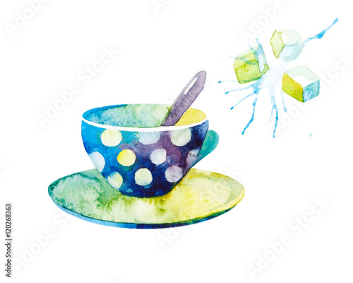 Wallpaper Mural watercolor illustration of tea with mint Torontodigital.ca