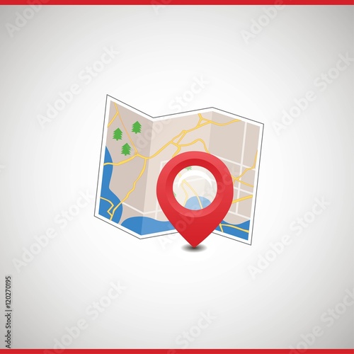 Vector map with markers and symbols. Icon  index. The road  the orientation