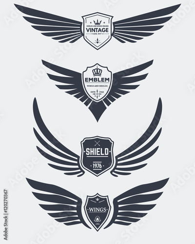 Vintage shields and wings