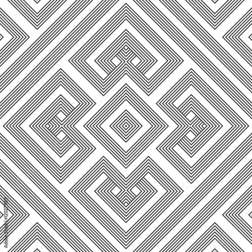 monochrome geometric knotted seamless pattern.