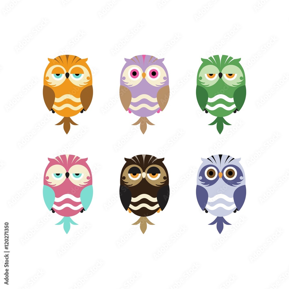 Cute Vector Collection of Bright Owls Cute Vector Collection of Bright Owls