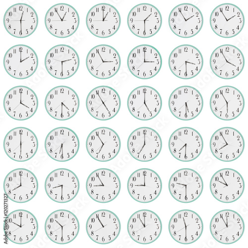 Many clocks show different time on the dials