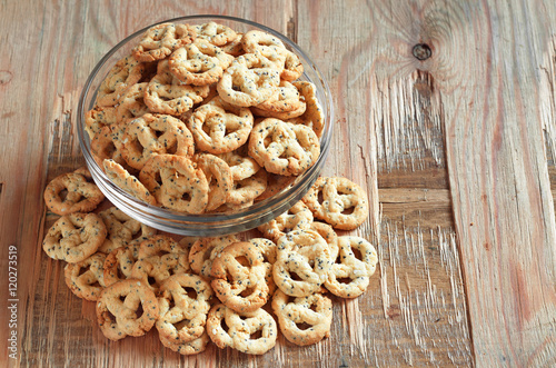 Salty pretzels with cheese