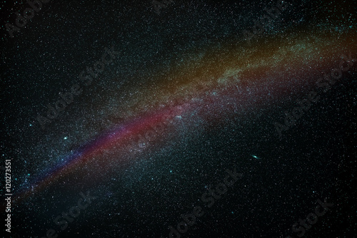 The real photo of the Milky Way. Stars, constellations and galaxies in the black sky