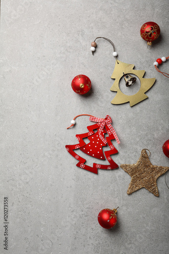 Gray background with christmas decorations