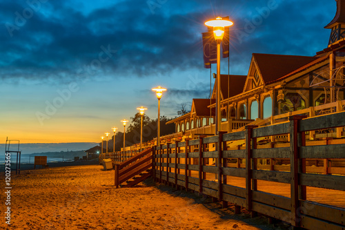 Promenade on the Baltic sea coast in Zelenogradsk, Russia. Night.