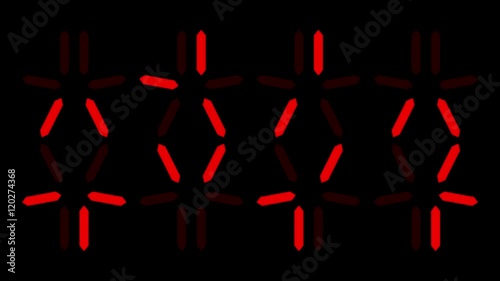 Predator countdown, digital clock with alien numbers - 4k 30fps loop - red on black background