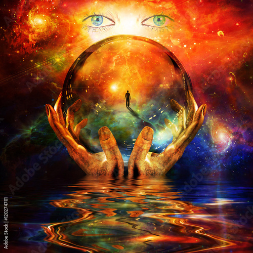 glass ball in hands with abstract background
  Some elements provided courtesy of NASA