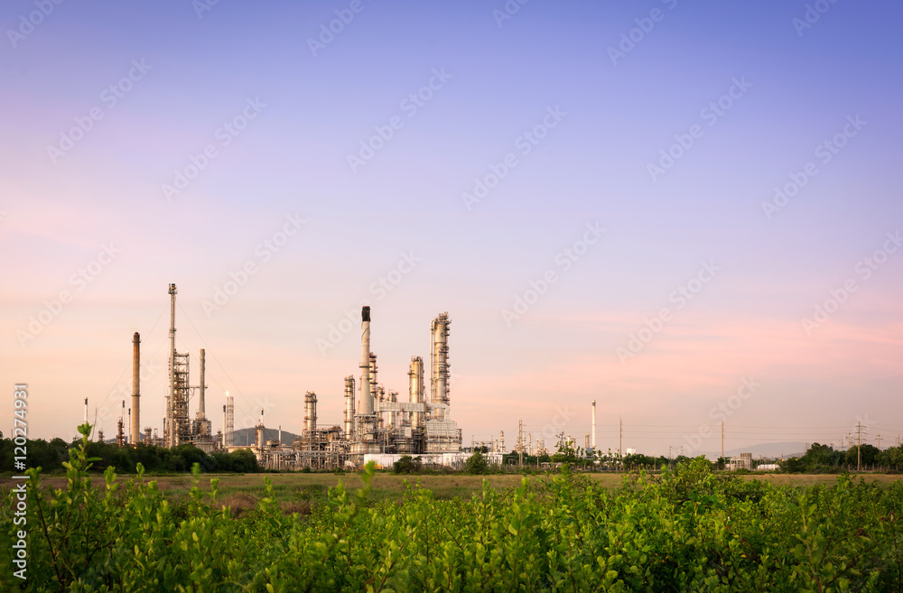 Petrochemical plant with blue sky