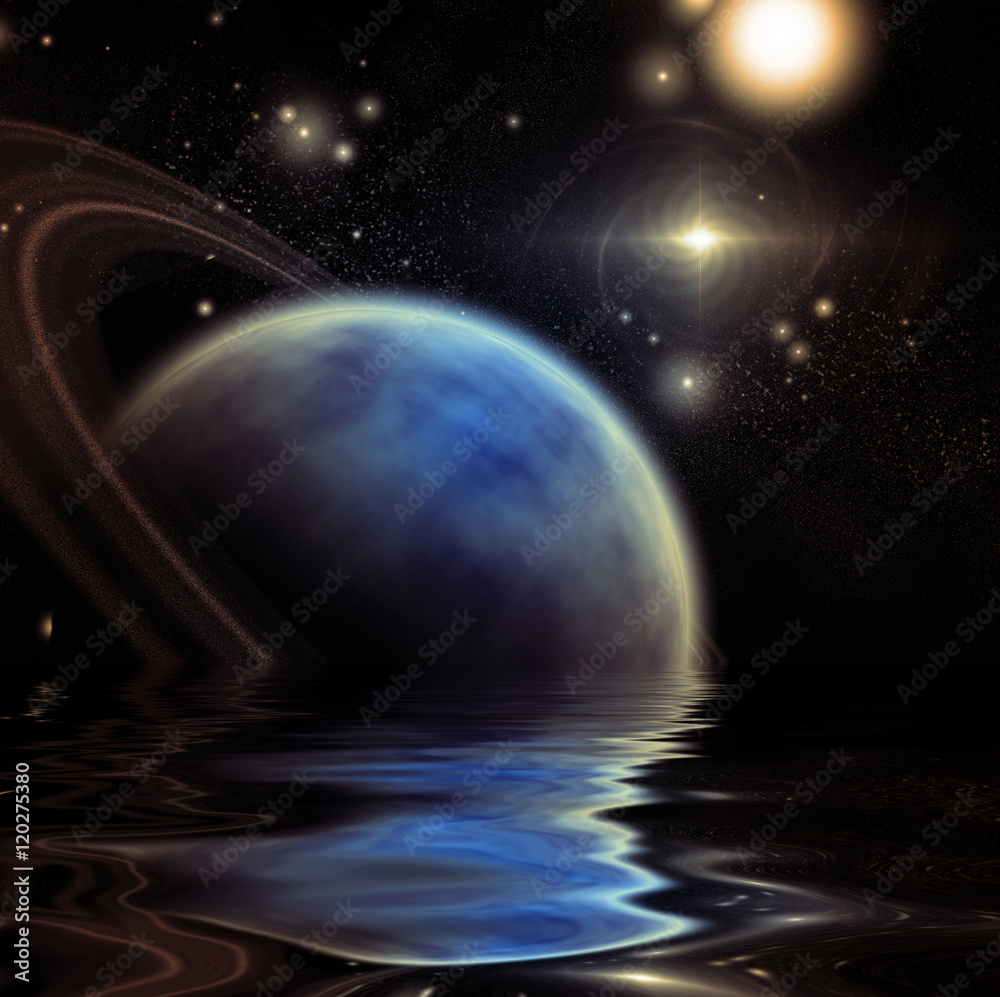 Exosolar Planet Rise over quiet waters
