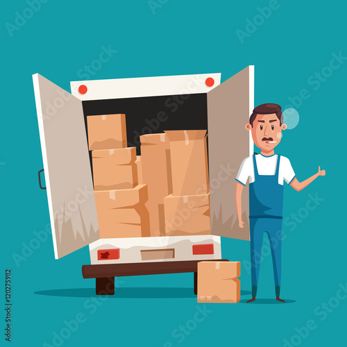 Bad worker. Cartoon vector illustration. Relocation. Moving service